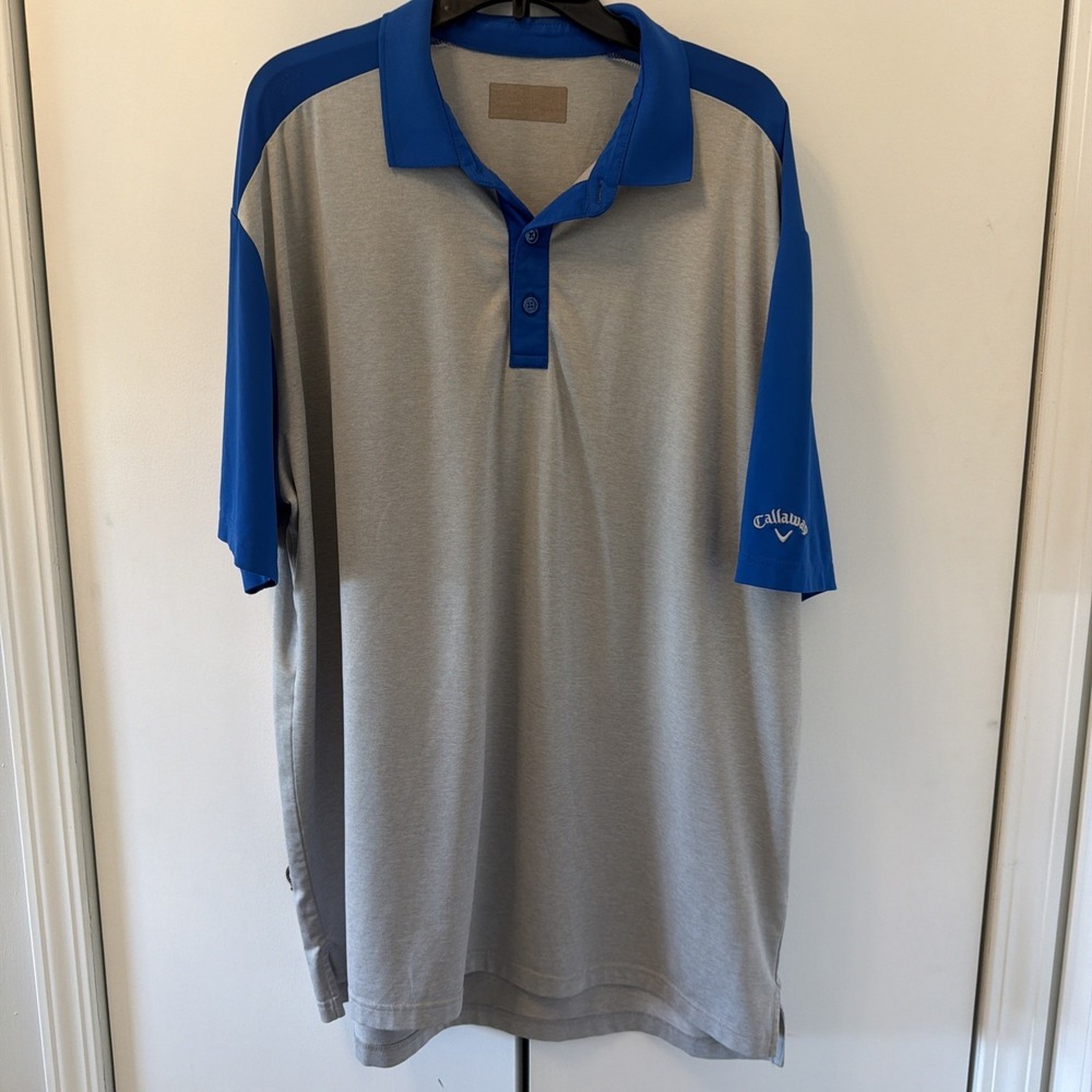 Callaway Polo Shirt Magnetic Blue / High Rise Gray Golf Shirt 3XL 00030